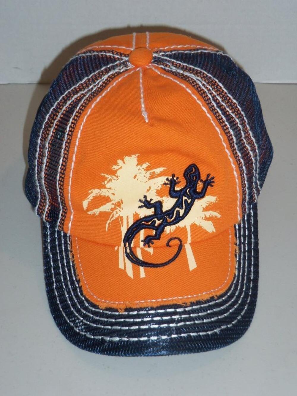 Cancun Mexico Orange Blue Hat Cap Lizard DKPS Spanish Adjustable -0718T07